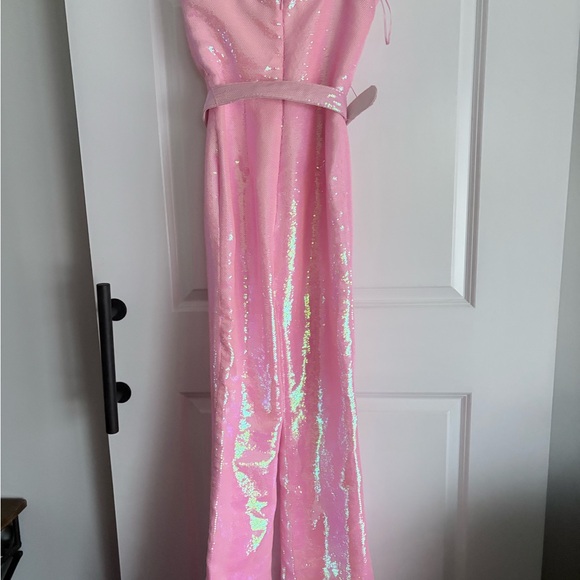 Fashion Nova Special Feeling Pink Sequin Jumpsuit XS NEW NWT - Picture 5 of 7